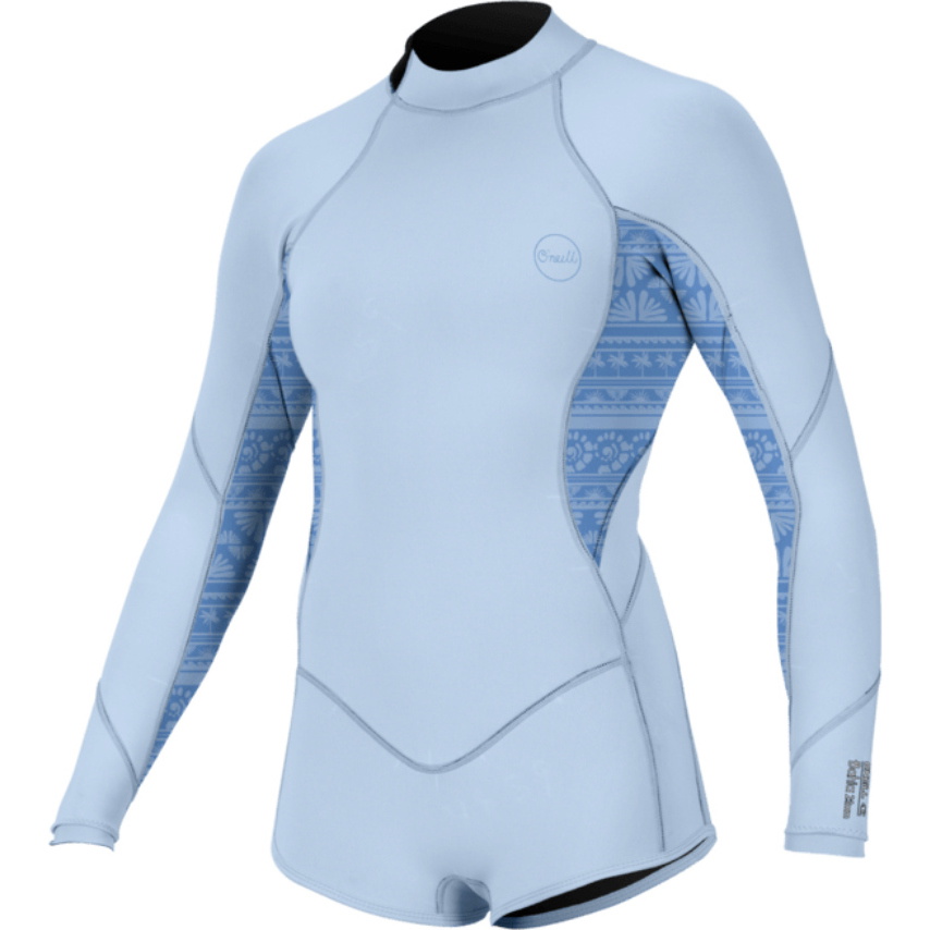 2026 O'Neill Junior Bahia 2/1mm Rückenreißverschluss Langärmel Frühlingsanzug Neoprenanzug 5411 - Chmbyblu / Surf Abstract / Chmbyblu